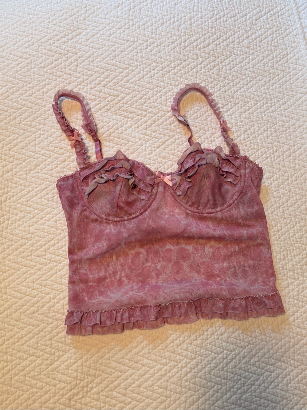 Edikted Mauve Ruffle Camisole Tank and Ruffled Shorts Set - Picture 2 of 6